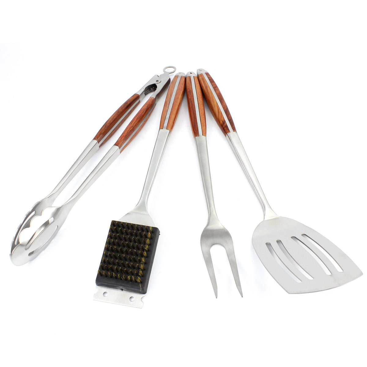 Stockbabac 4-Piece BBQ Tool Set with Wood-Accent Handles - product image 1