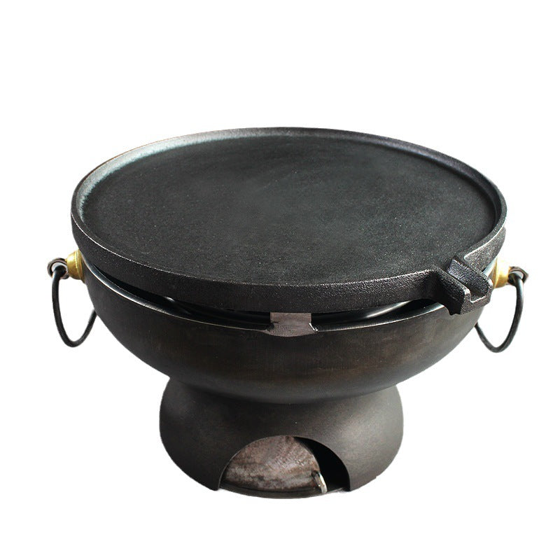 Stockbabac Charcoal Grill with Cast-Iron Style Griddle Plate - Striped Surface - product image 1