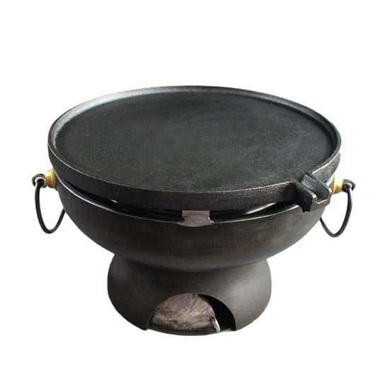 Stockbabac Charcoal Grill with Cast-Iron Style Griddle Plate - Striped Surface - product image 1