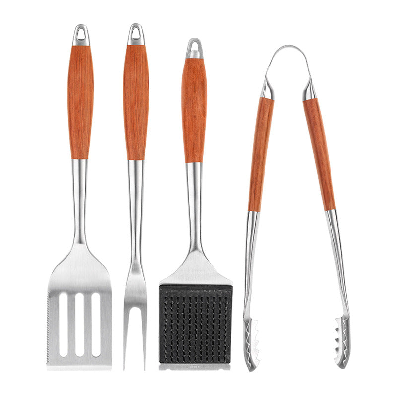 Stockbabac 4-Piece BBQ Utensil Set with Wood-Style Handles - product image 1